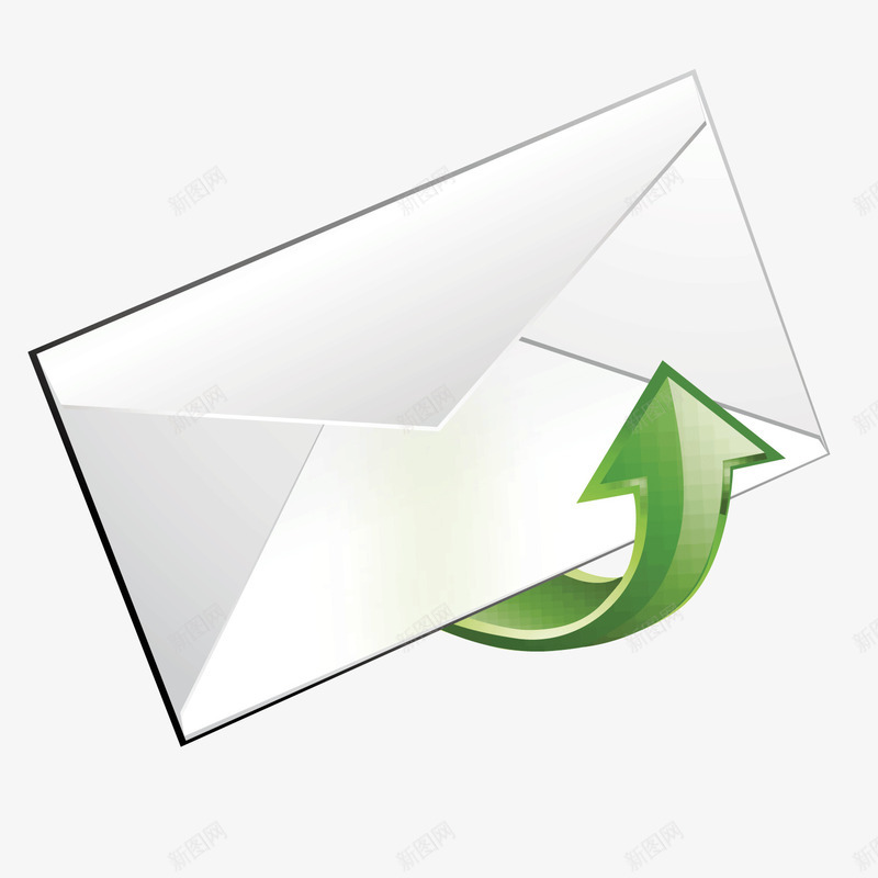 白色信封png免抠素材_新图网 https://ixintu.com 信封 向上 商务 打开 白色 箭头 绿色