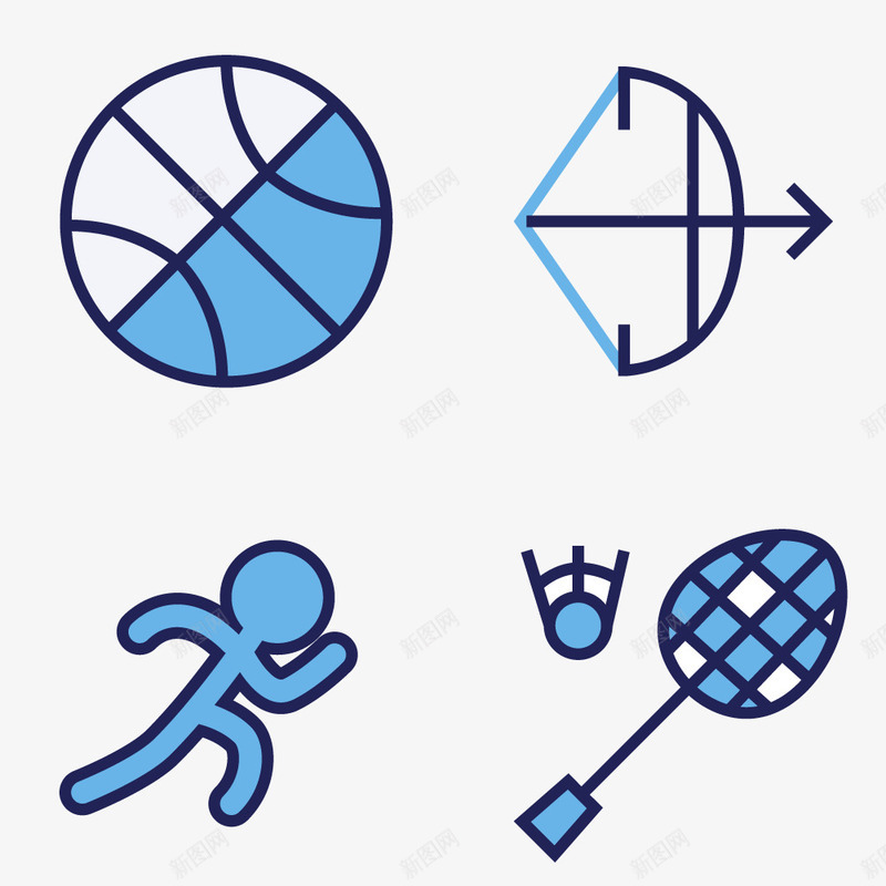 篮球跑步羽毛球体育矢量图ai免抠素材_新图网 https://ixintu.com 体育 篮球 羽毛球 跑步 矢量图