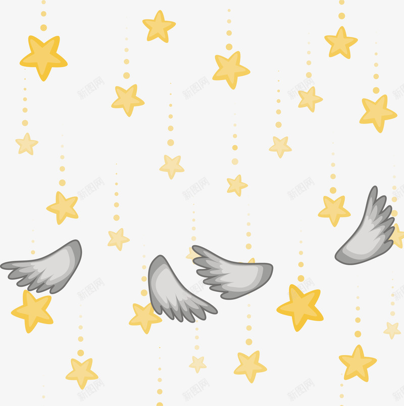 星星羽毛门帘矢量图ai免抠素材_新图网 https://ixintu.com 卡通星星 卡通门帘 灰色 装饰 金色 金色星星 矢量图