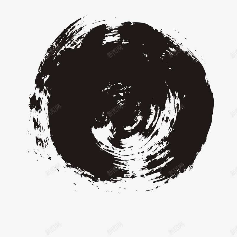 水粉笔触黑色圆形png免抠素材_新图网 https://ixintu.com 免扣 免扣素材 圆形 水粉笔触 黑色