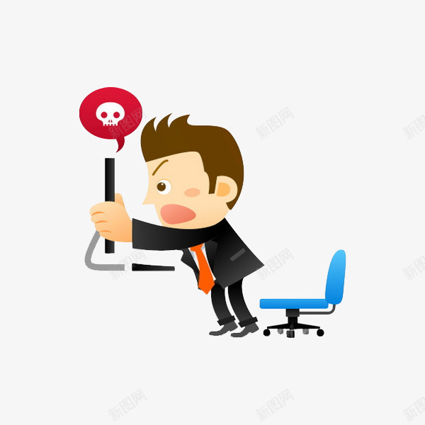 卡通生气的男人图png免抠素材_新图网 https://ixintu.com 卡通 发怒 商务 椅子 生气的 电脑 男人 西装