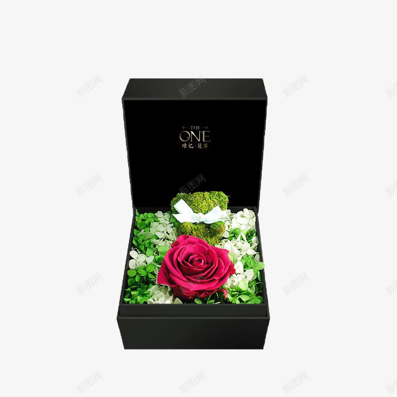 玫瑰花黑色礼盒png免抠素材_新图网 https://ixintu.com 产品实物 干花 永生花 玫瑰花 礼物 礼盒
