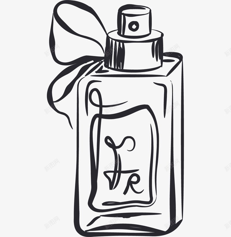 手绘香水图标png_新图网 https://ixintu.com 创意香水瓶 喷雾设计 手绘蝴蝶结 蝴蝶结 蝴蝶结装饰 装饰 香水瓶