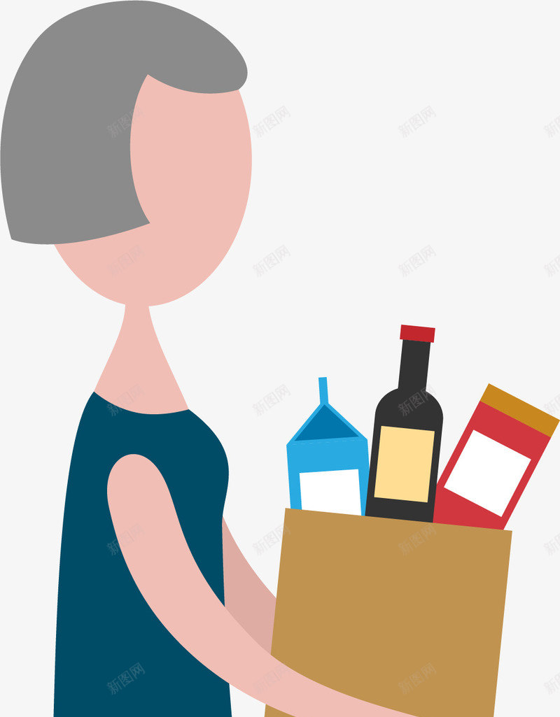 逛超市买东西的女性png免抠素材_新图网 https://ixintu.com 买东西 卡通人物 女性 扁平化 矢量图案 购物 逛超市