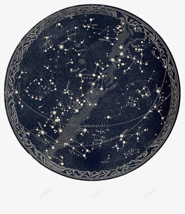 星盘psd免抠素材_新图网 https://ixintu.com 圆形图案 星盘 装饰图案
