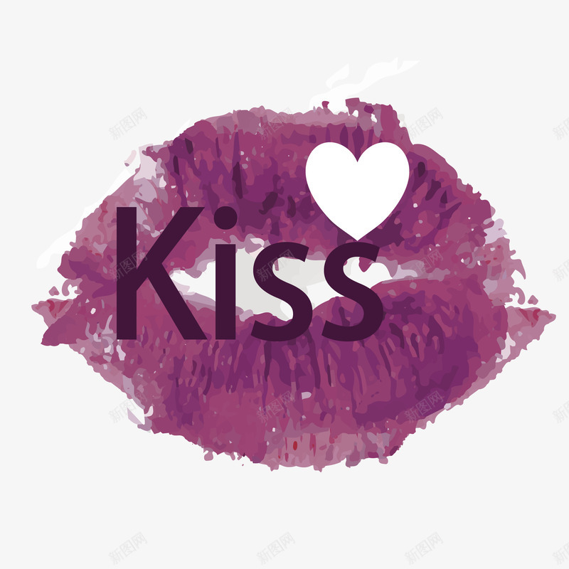 紫色水彩LOVE唇印png免抠素材_新图网 https://ixintu.com LOVE ki 唇印 情人节 水彩 爱心 红唇