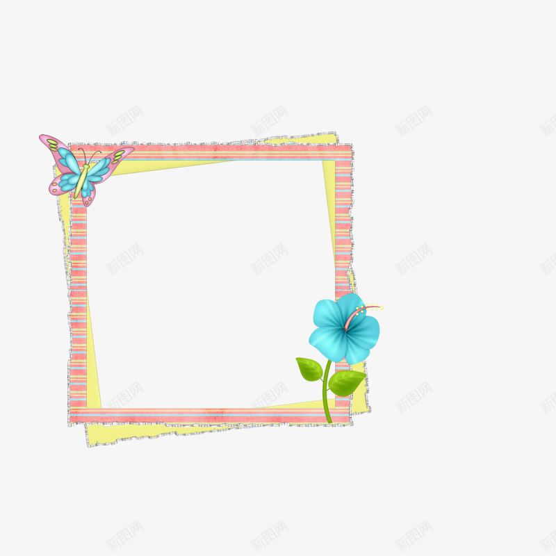 边框png免抠素材_新图网 https://ixintu.com 儿童 儿童相册 多图 欧美风格可爱相框素材下载 花朵 花边 蝴蝶结 边框