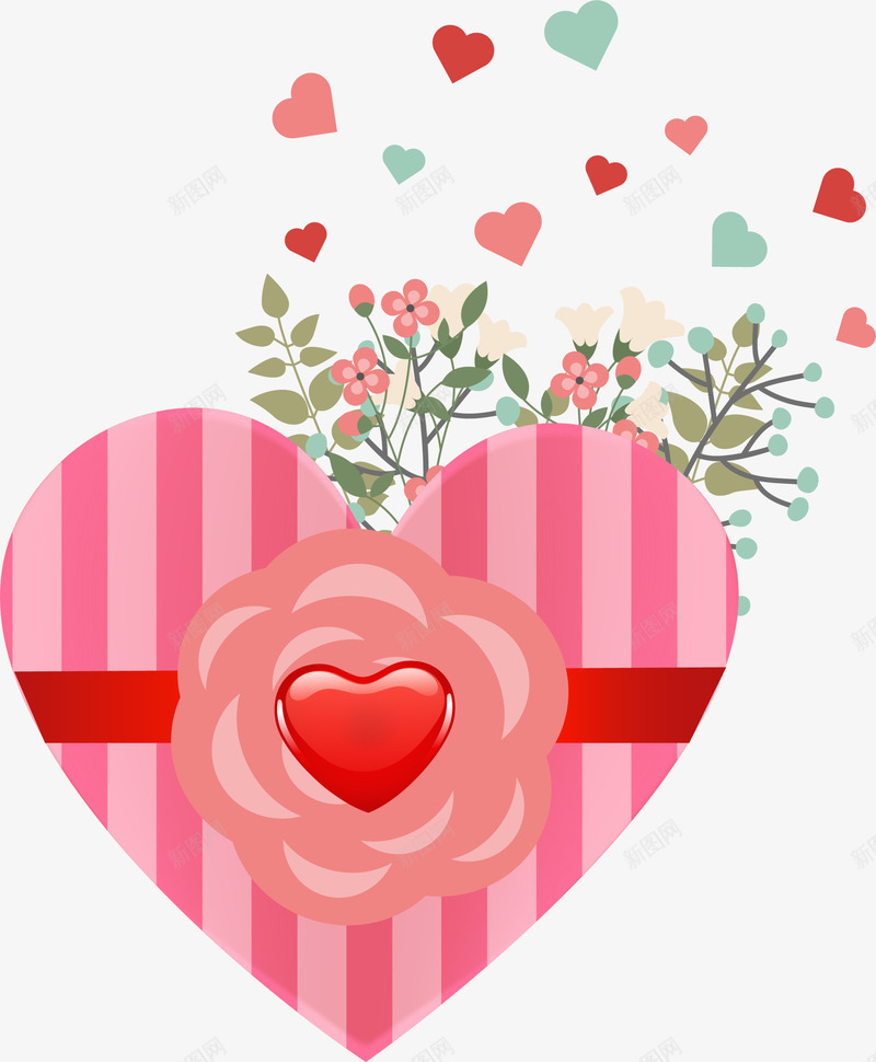 粉色情人节爱心礼盒png免抠素材_新图网 https://ixintu.com LOVE 婚庆 情人节 我爱你 爱心礼盒 爱情 结婚 花丛爱心