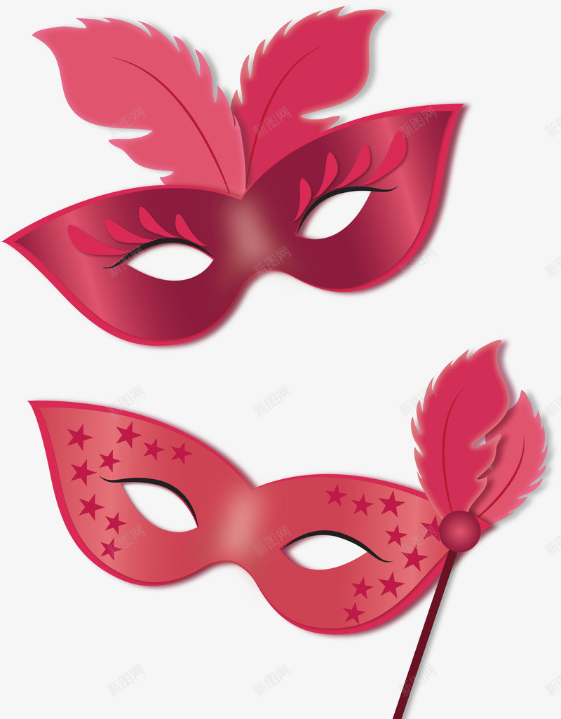 红色面具png免抠素材_新图网 https://ixintu.com 假面舞会 巴西 手拿面具 红色羽毛