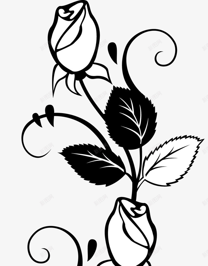 手绘玫瑰花图标png_新图网 https://ixintu.com 卡通玫瑰 卡通玫瑰花 叶子 手绘玫瑰 植物 玫瑰线描图 玫瑰花 玫瑰花矢量图 线描玫瑰 鲜花