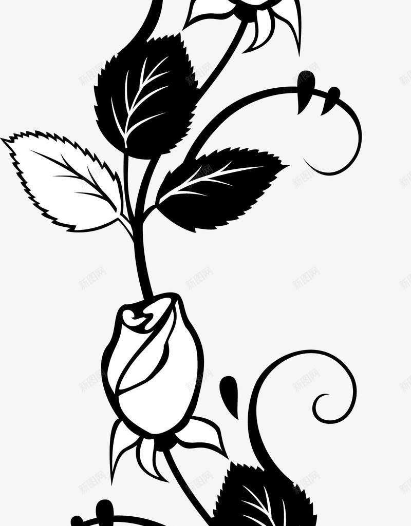 手绘玫瑰花图标png_新图网 https://ixintu.com 卡通玫瑰 卡通玫瑰花 叶子 手绘玫瑰 植物 玫瑰线描图 玫瑰花 玫瑰花矢量图 线描玫瑰 鲜花