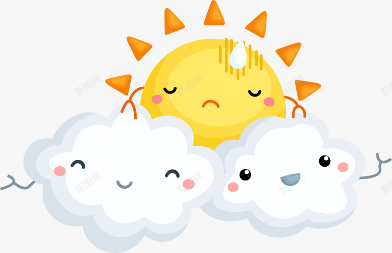 手绘卡通太阳云朵png免抠素材_新图网 https://ixintu.com 动漫 动画 包装设计 卡通 太阳云朵 幼儿画报 手绘