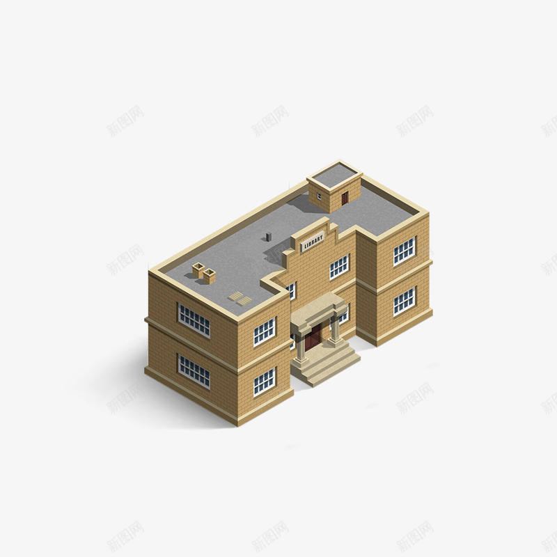 手绘立体一栋楼房png免抠素材_新图网 https://ixintu.com 两层楼 工业 平楼 建筑 房子房屋 立体设计