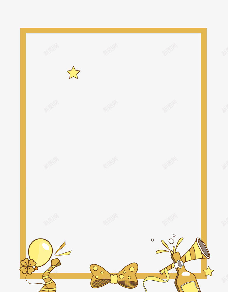 金黄色蝴蝶结可爱边框psd免抠素材_新图网 https://ixintu.com 创意设计 可爱 星星 框 蝴蝶结 装饰 边框 金黄色 黄蝶