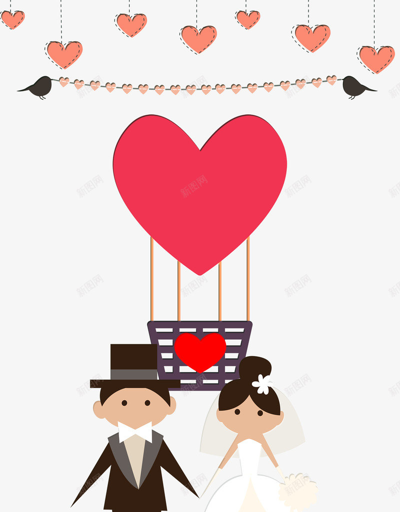 手绘浪漫甜蜜婚庆婚礼卡通人偶psd免抠素材_新图网 https://ixintu.com 喜结连理 婚庆 婚庆背景 新人 浪漫 爱情 甜蜜 结婚 花卉