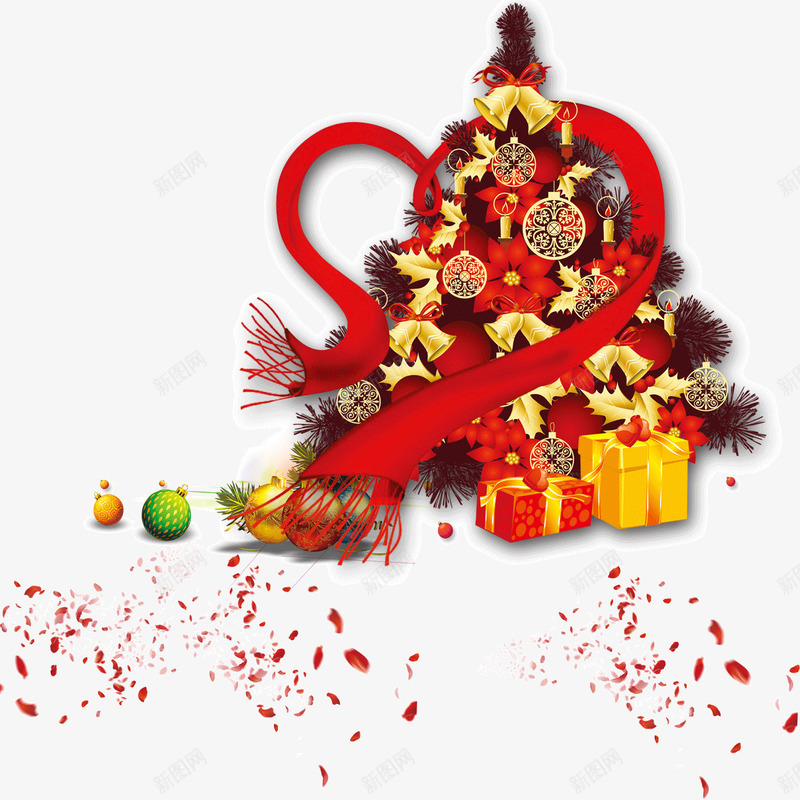 圣诞树节日装饰彩带碎片png免抠素材_新图网 https://ixintu.com 圣诞树 彩带 碎片 节日装饰