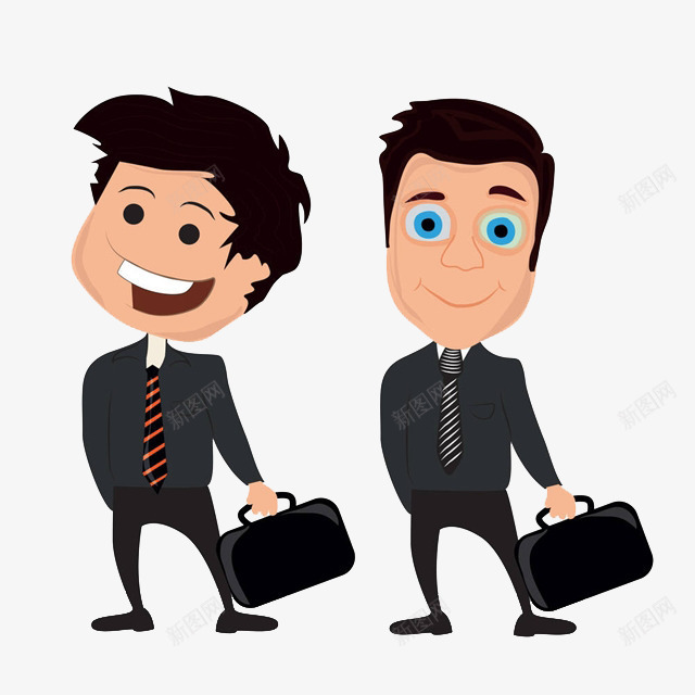 两个西装革履的人psd免抠素材_新图网 https://ixintu.com 上班族 卡通手绘 商务人士 套装 西装革履 领带