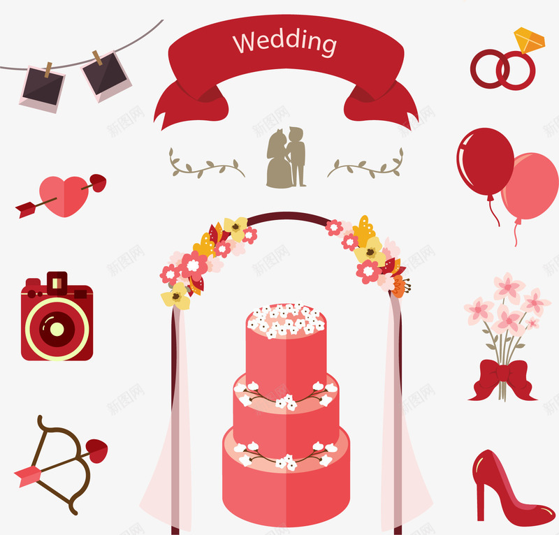 手绘卡通婚礼图案矢量图ai免抠素材_新图网 https://ixintu.com 卡通 图案 婚礼 婚礼蛋糕 手绘 矢量图