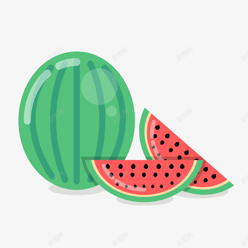 夏季绿色西瓜png免抠素材_新图网 https://ixintu.com 卡通西瓜 夏季西瓜 水果 绿色 背景装饰