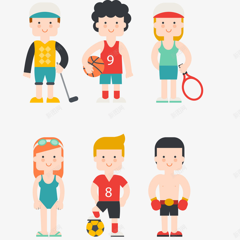 运动健身png免抠素材_新图网 https://ixintu.com 健身 卡通 拳击 游泳 篮球 羽毛球 足球 锻炼