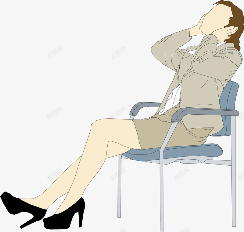 卡通头痛的商务女士png免抠素材_新图网 https://ixintu.com 卡通 商务人事 西装女