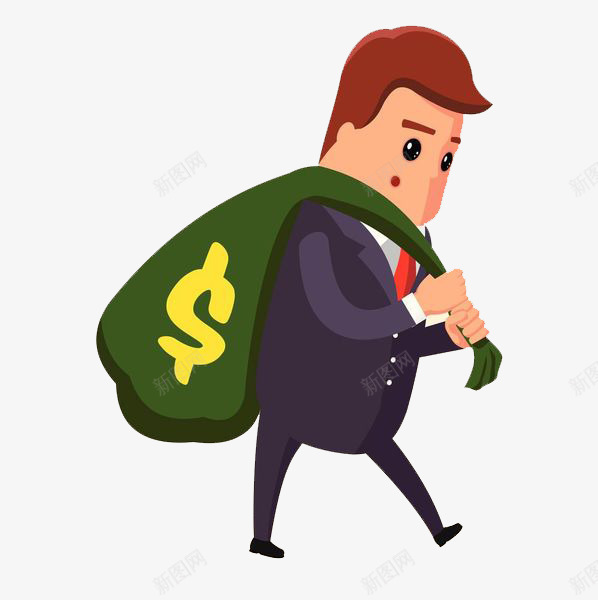 背着钱袋的西服男士png免抠素材_新图网 https://ixintu.com ppt插图 卡通 商务 封面 彩色 手绘 男士 西装 钱袋