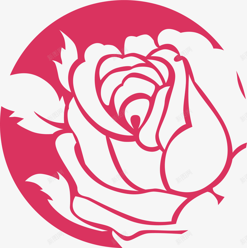 手绘剪纸玫瑰花图案png免抠素材_新图网 https://ixintu.com 剪纸 图案 手绘 玫瑰花