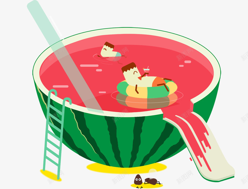 炎热夏天卡通西瓜psd免抠素材_新图网 https://ixintu.com 初夏 卡通 夏天海报 夏季 小清新 广告 炎热夏天 西瓜 设计