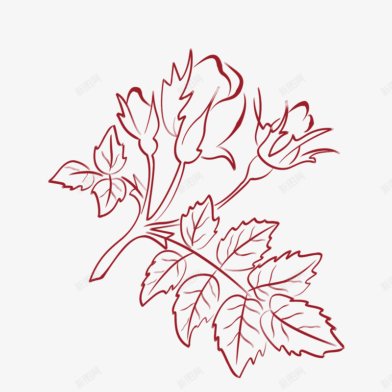 玫瑰花简笔画矢量图ai免抠素材_新图网 https://ixintu.com 平面设计 手绘设计 植物设计 玫瑰花 玫瑰花简笔画 矢量文件 简笔画 矢量图