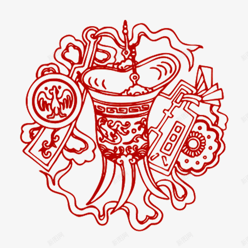 古风酒樽花纹png免抠素材_新图网 https://ixintu.com 中国风圆花纹 中国风圆边框 中国风边框圆 古风圆边框 酒樽