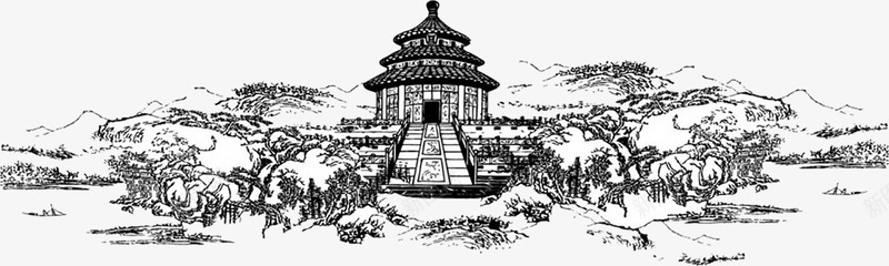 水墨北京png免抠素材_新图网 https://ixintu.com 传统 古风 水墨 水墨北京 淡雅 背景