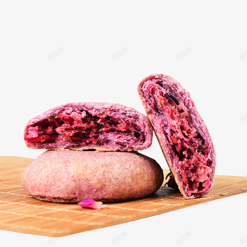 三个紫薯玫瑰花饼png免抠素材_新图网 https://ixintu.com 三个紫薯玫瑰花饼 紫薯玫瑰花饼 饼干 鲜花饼