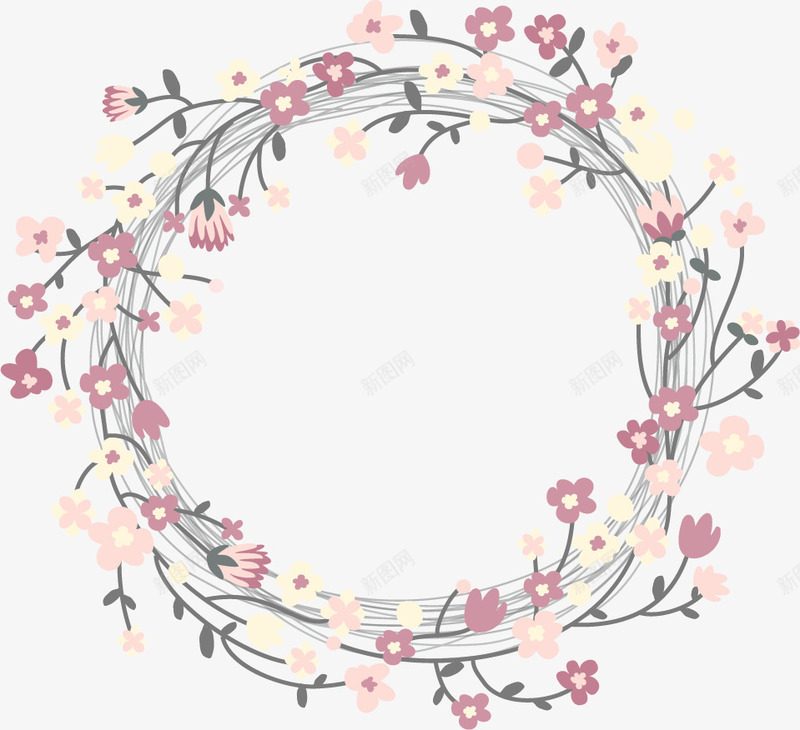 清新唯美花环png免抠素材_新图网 https://ixintu.com 唯美 婚礼元素 清新 素材 结婚素材 花枝 花环