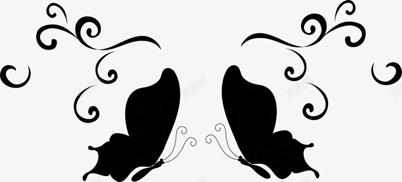 手绘黑色蝴蝶藤蔓png免抠素材_新图网 https://ixintu.com 小清新 手绘蝴蝶 简约 黑色藤蔓 黑色蝴蝶