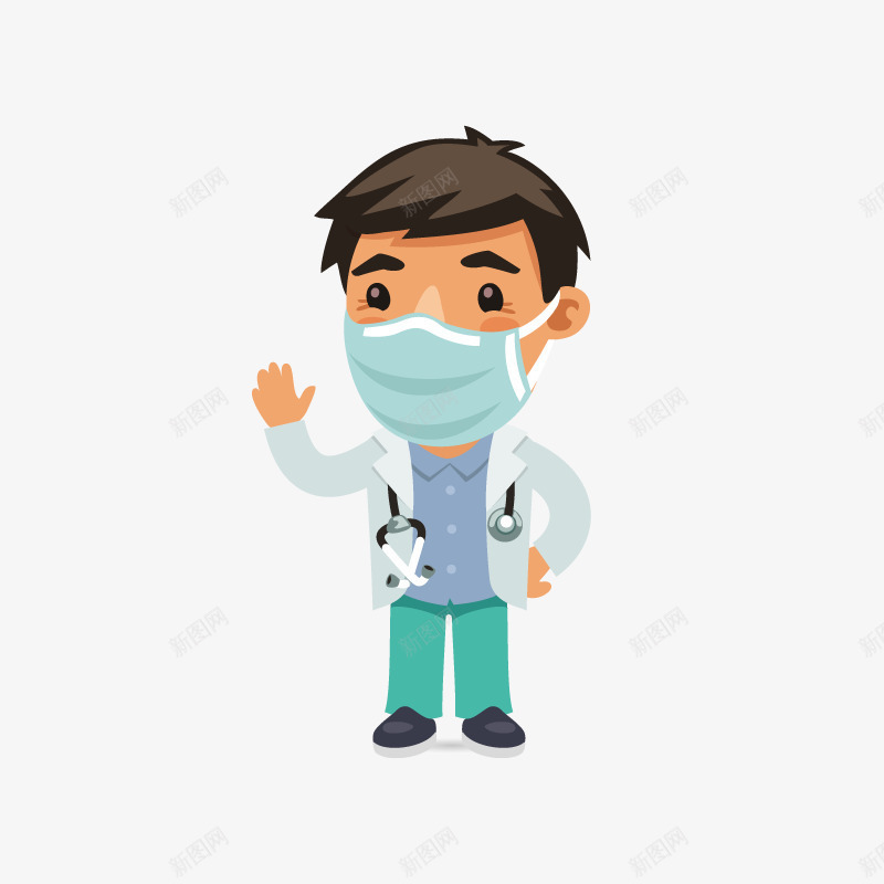手绘卡通人物医生png免抠素材_新图网 https://ixintu.com 动漫 动画 医护人员 医生 医疗 医药包装 医院宣传 卡通人物