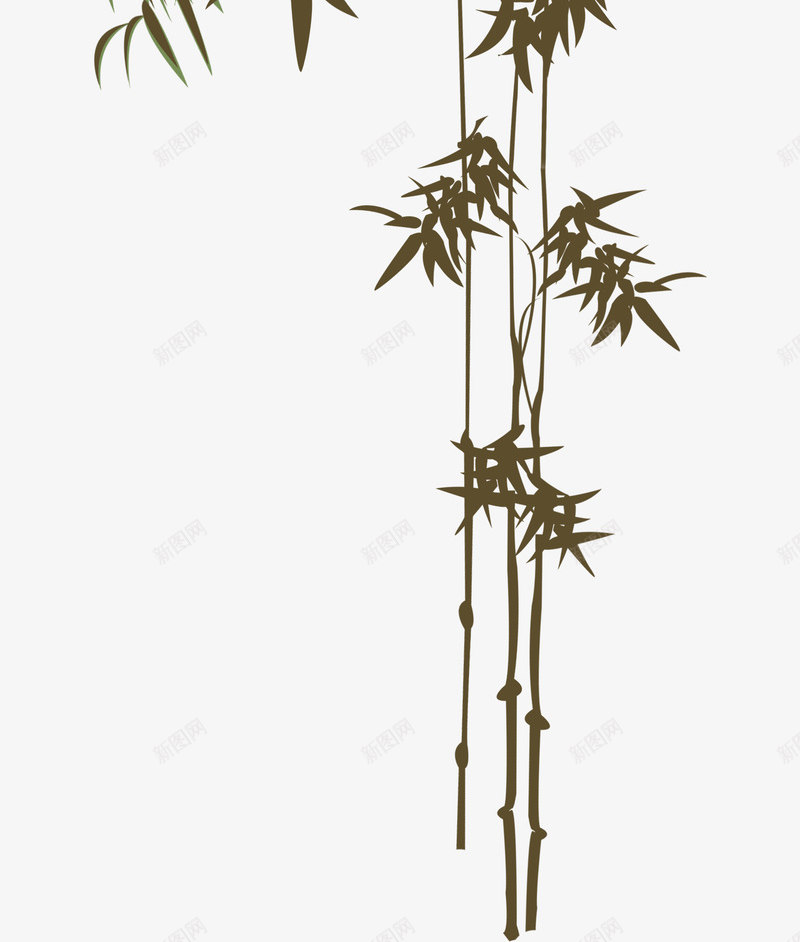 棕色手绘古风竹子png免抠素材_新图网 https://ixintu.com 古风 棕色 竹子