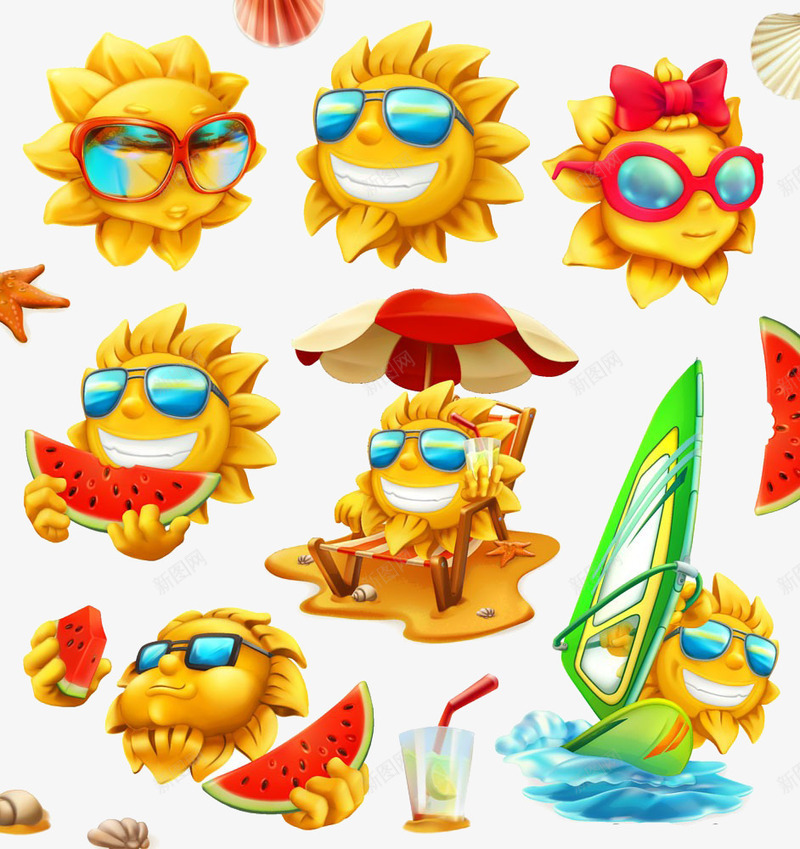吃西瓜的太阳png免抠素材_新图网 https://ixintu.com PNG素材 卡通 太阳 西瓜