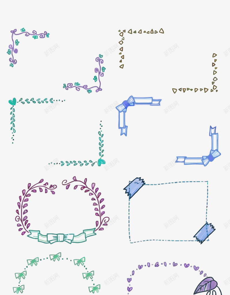 小清新简约边框矢量图eps免抠素材_新图网 https://ixintu.com 卡通 手绘 树叶 矢量边框 蓝色 蝴蝶结 边框PNG矢量图 边框免扣PNG图 矢量图