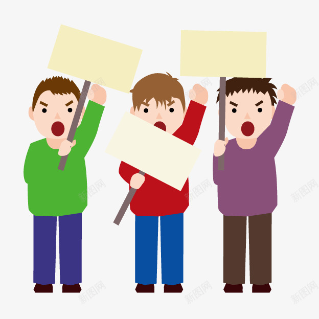 卡通学生抗议png免抠素材_新图网 https://ixintu.com 卡通抗议 学生抗议 手绘男生 社会活动