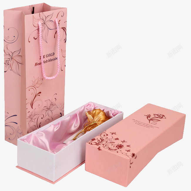 粉色包装盒金箔玫瑰png免抠素材_新图网 https://ixintu.com 24金玫瑰 爱情 玫瑰花 金玫瑰 金箔玫瑰 金箔玫瑰花 黄金玫瑰