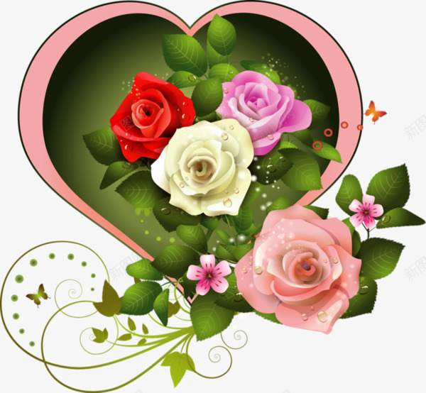 卡通永生花礼盒婚庆png免抠素材_新图网 https://ixintu.com 卡通玫瑰花 永生花 爱心 爱心盒子 玫瑰花
