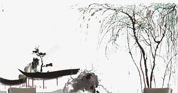 水墨中国风书签png免抠素材_新图网 https://ixintu.com 中国风书签 传统元素 古风 精致 经典