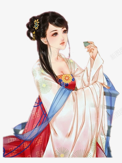 喝酒的古代仕女古风手绘png免抠素材_新图网 https://ixintu.com 仕女 古代 古代仕女图 古风 喝酒