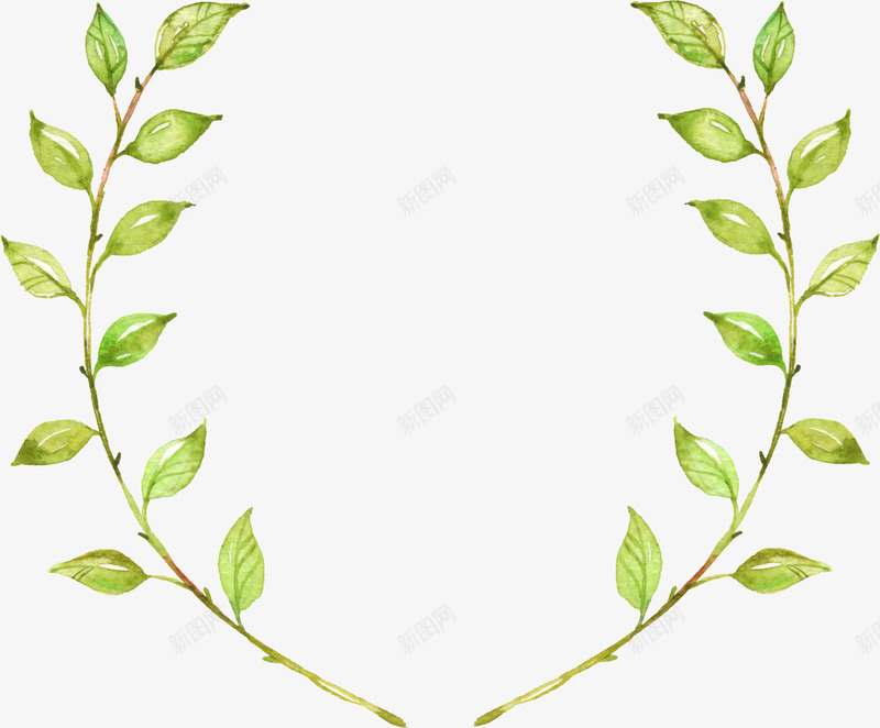 树叶花环边框png免抠素材_新图网 https://ixintu.com 树叶花环 清新树叶 黑白水彩羽毛