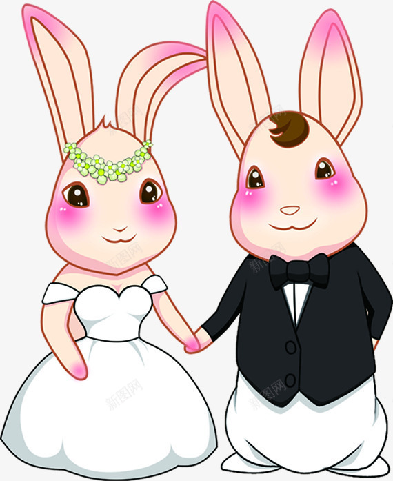 粉色卡通婚礼小兔子png免抠素材_新图网 https://ixintu.com 兔子 卡通 婚礼 粉色