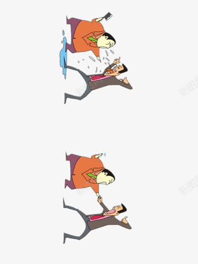 手绘吵架与合作png免抠素材_新图网 https://ixintu.com 卡通 手绘 菜刀 西服 领带