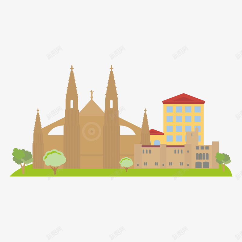 卡通西班牙建筑旅游景点元素矢量图ai免抠素材_新图网 https://ixintu.com 免抠 卡通 国外 建筑 旅游 旅游景点 景点 西班牙 矢量图