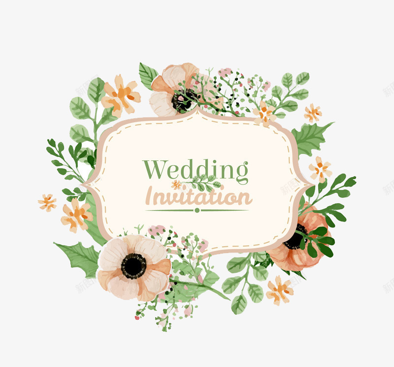 水彩花朵婚礼请柬png免抠素材_新图网 https://ixintu.com 卡片 婚礼 水彩 花卉 请柬