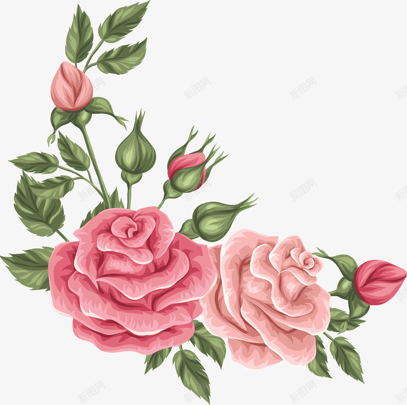 精美温馨玫瑰花装饰矢量图ai免抠素材_新图网 https://ixintu.com 温馨 玫瑰花 精美 装饰 矢量图