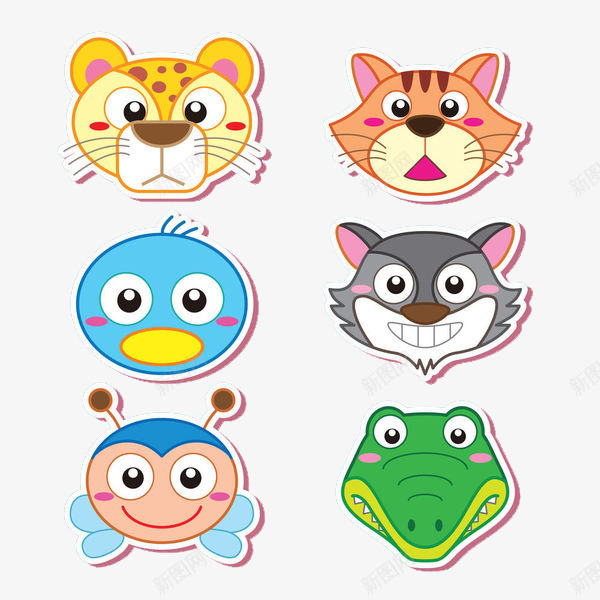小动物头像png免抠素材_新图网 https://ixintu.com 动物 卡通 大灰狼 头像 小猫 小鸡 老虎 蝴蝶 鳄鱼